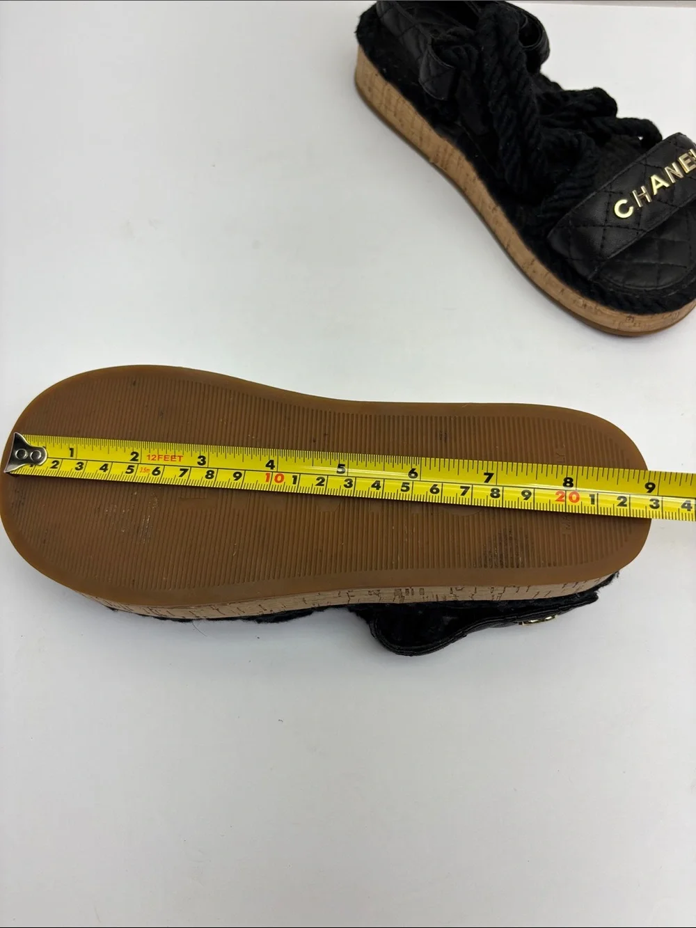 Made in Italy Black Quilted Rope Espadrille Sandals, SZ 8, box 18
